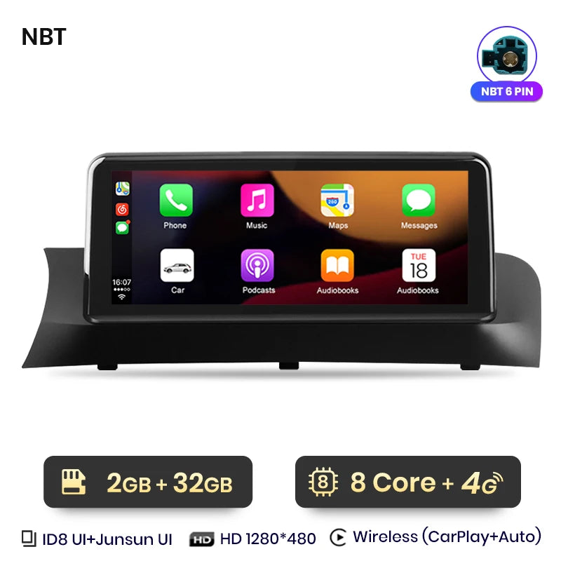 Junsun 10.25 inch CarPlay For Apple Car Radio Multimedia For BMW X3 F25 X4 F26 2013-2017 CIC NBT Wireless Android Auto Stereo