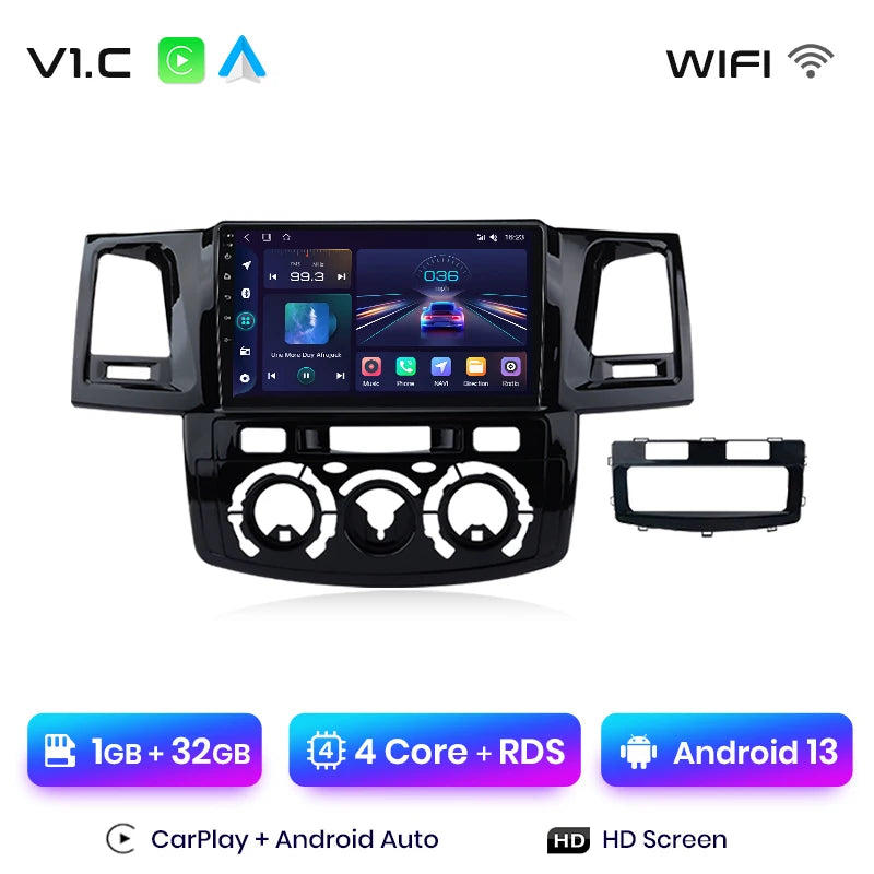 Radio Junsun V1 Plus para Toyota Fortuner, Hilux, Revo, Vigo (2007-2015), inalámbrica, CarPlay, Android Auto, 2 DIN, DVD. 