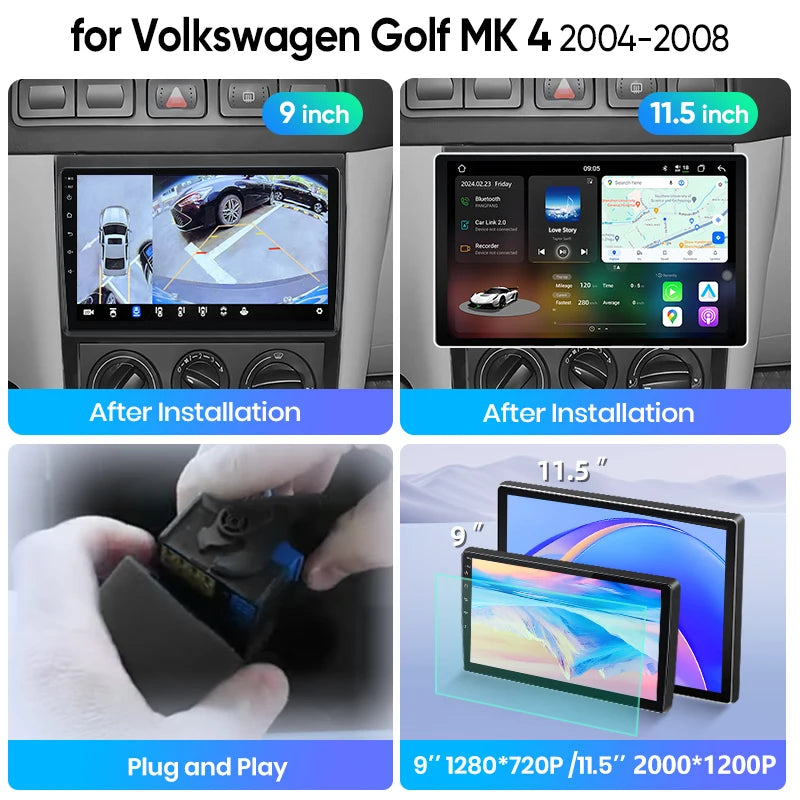 Junsun Wireless CarPlay Car Radio For VOLKSWAGEN  Mk 4 2004-2008 Android Multimedia