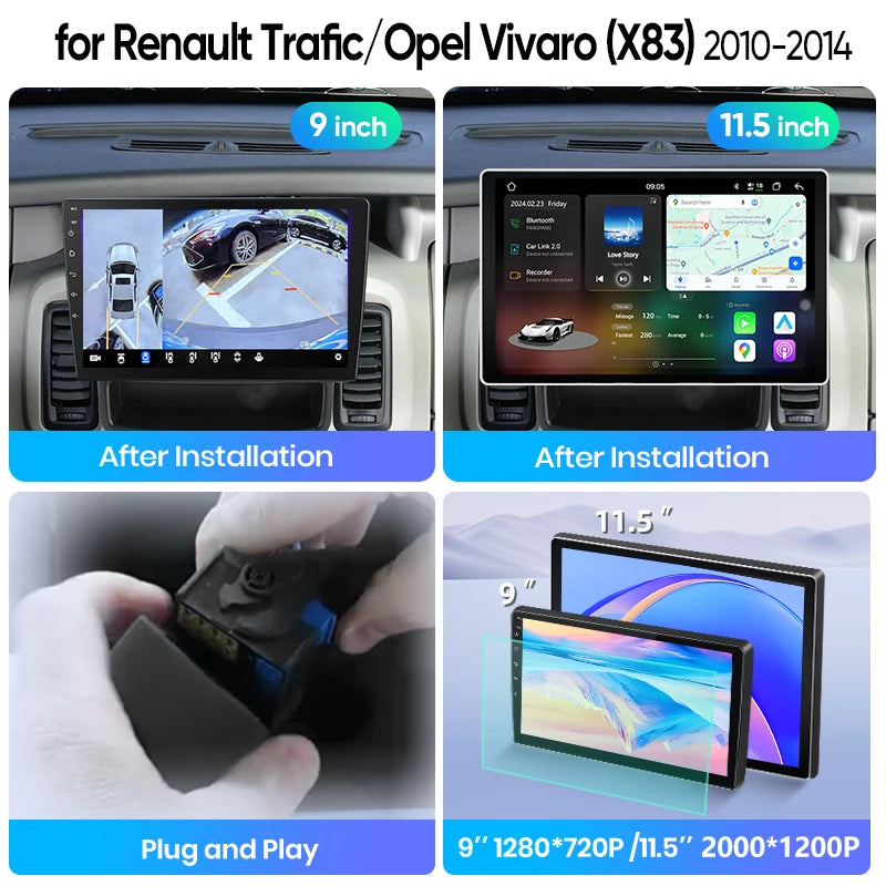 Junsun Wireless CarPlay Car Radio For Renault Trafic Opel Vivaro 2010-2014 Android Multimedia