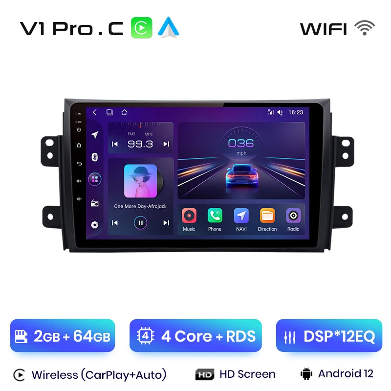 Junsun V1pro Android Autoradio für Suzuki SX4 2006–2013, für Fiat Sedici 2005–2014, Carplay 4G, Auto-Multimedia, GPS, 2-Din-Autoradio 