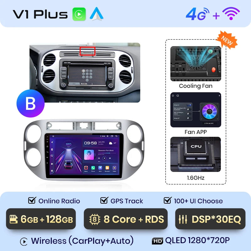 Junsun V1pro AI Voice 2 DIN Android Auto Radio para VW Volkswagen Tiguan 1 NF 2006-2016 Carplay Car Multimedia GPS 2 DIN autorradio 
