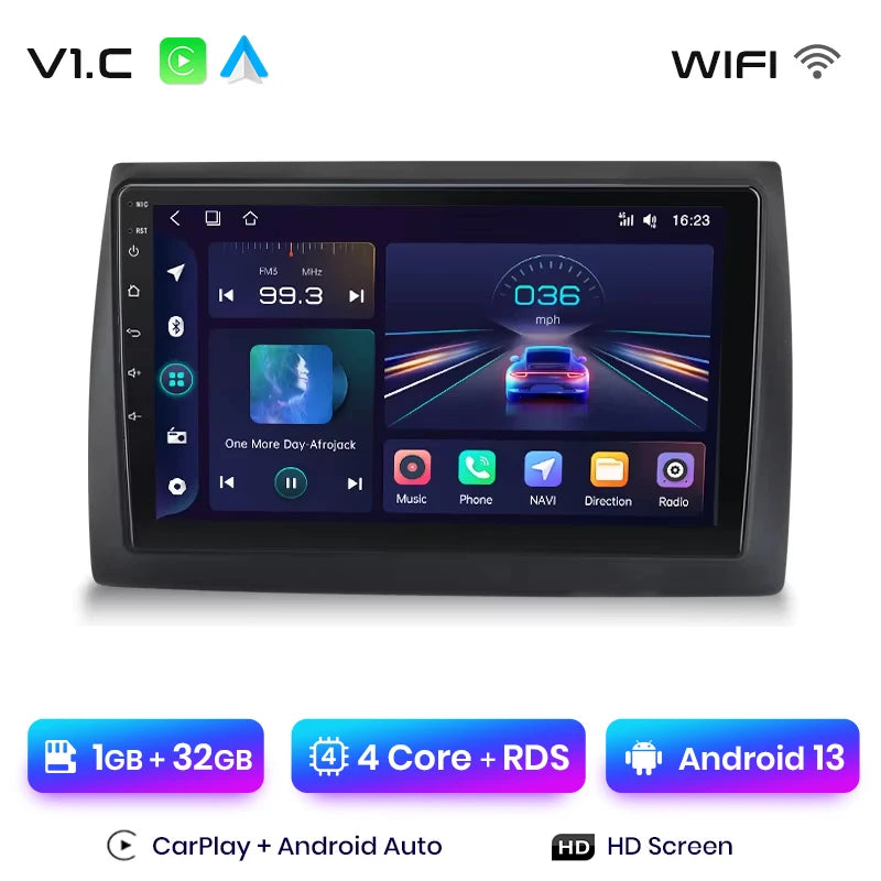 Junsun V1 Plus Autoradio für Fiat Stilo 2001–2010, kabelloses CarPlay, Android Auto, intelligente Autosysteme, keine 2 Din, 2 Din DVD 