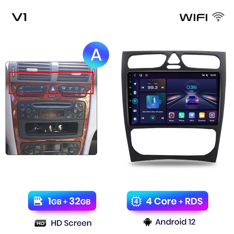 Junsun CarPlay Android Auto Car Radio for Mercedes Benz C Class CLK Class W203 W209 S203 A209 2000-2005 Intelligent Systems Auto