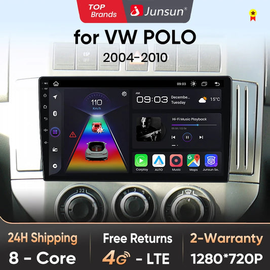 Junsun Wireless CarPlay Android Auto Radio For VOLKSWAGEN POLO 2004 2005 2006-2010 Car Intelligent Systems RDS BT WiFi 2 din