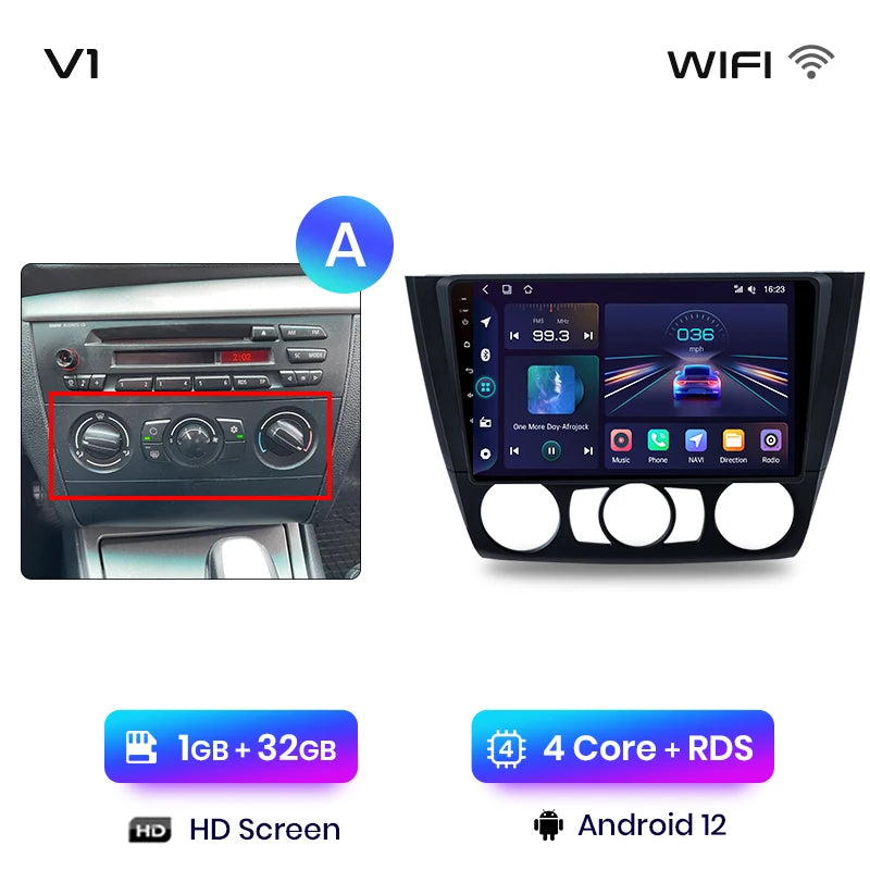 Junsun V1 AI Voice - Radio inalámbrica CarPlay Android Auto para BMW Serie 1, Serie 1, E87, E81, E82, E88 (2004-2011), 4G, GPS multimedia para coche 