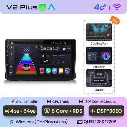 Junsun CarPlay inalámbrico Android Auto Radio para Renault Sandero 2021 Sistemas inteligentes para coche RDS BT WiFi 2 DIN 