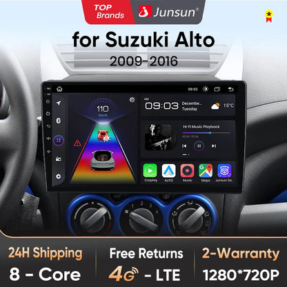 Radio Junsun CarPlay inalámbrica Android Auto para Suzuki Alto 2009-2016 con sistema inteligente RDS, Bluetooth, WiFi, 2 DIN 