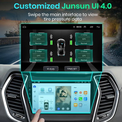 Sistema de alarma de monitoreo de presión de neumáticos USB Junsun TPMS con 4 sensores internos para navegación con reproductor de DVD y Android Junsun 