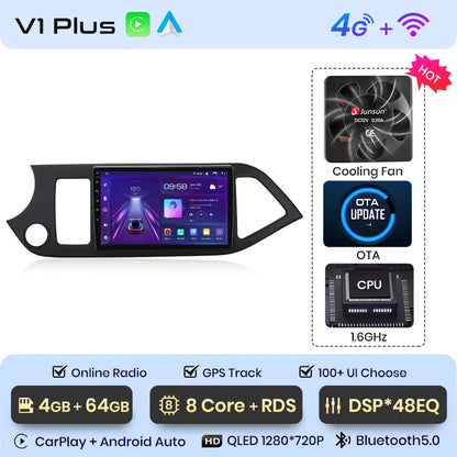 Junsun Autoradio für KIA Morning Picanto 2011–2016, kabelloses CarPlay Android Auto, intelligente Autosysteme, keine 2 Din, 2Din DVD 