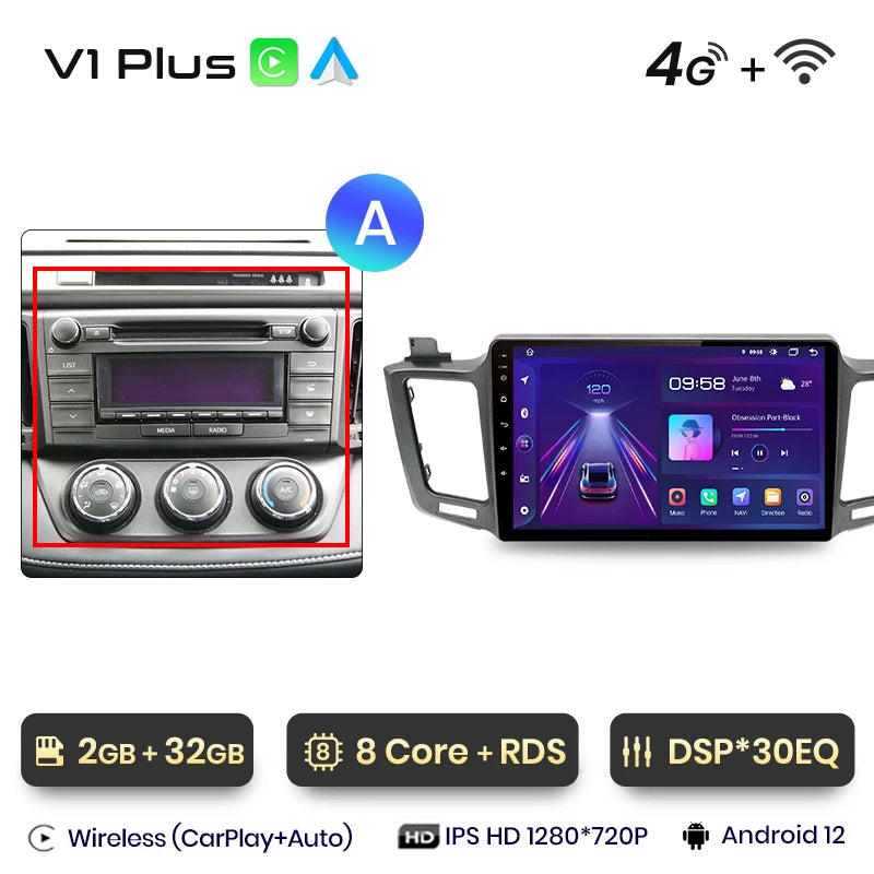 Junsun V1pro AI Voice 2 din Android Auto Radio for Toyota RAV4 RAV 4 2012 - 2018 Carplay 4G Car Multimedia GPS 2din autoradio