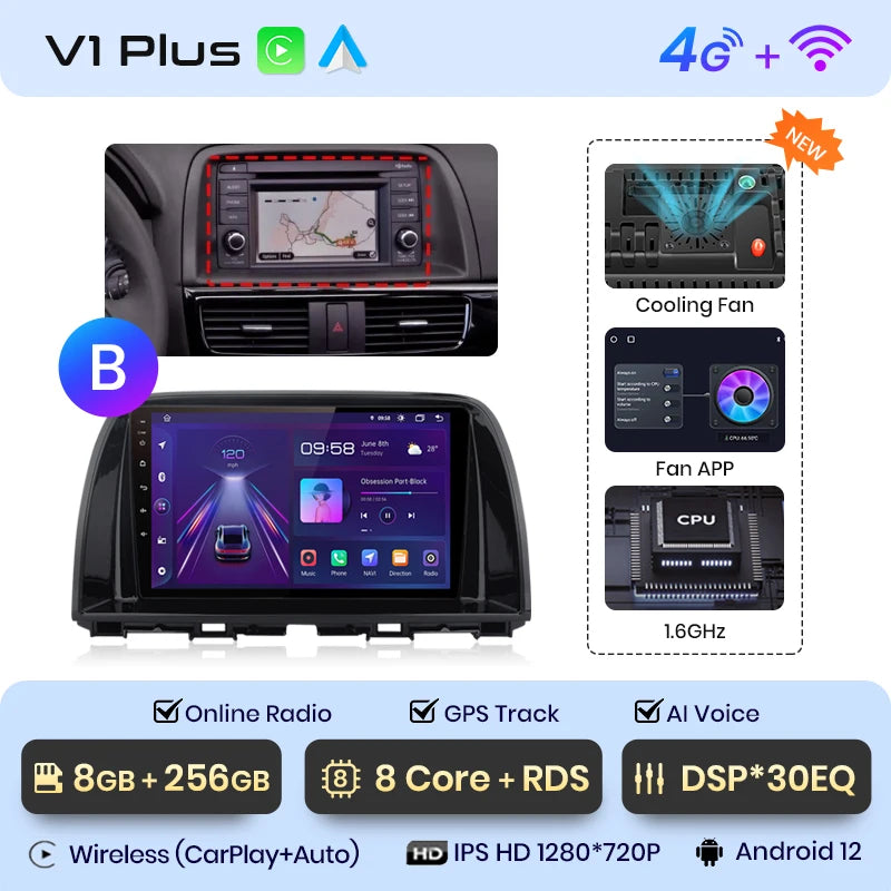Junsun V1pro AI Voice 2 din Android Auto Radio For Mazda CX-5 2012-2015  Carplay 4G Car Multimedia GPS 2din autoradio