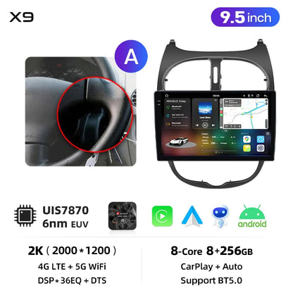 Junsun Wireless CarPlay Car Radio For Peugeot 206 2001 2002 2003 2004-2008 Android Multimedia