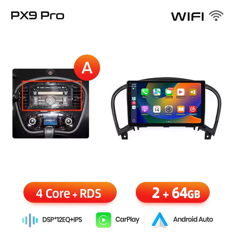 AWESAFE PX9 Car Radio Autoradio for Nissan Juke YF15 2010-2014  Wireless Carplay Screen Android Auto Stereo GPS Navi FM RDS BT