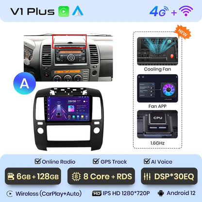 Junsun V1pro AI Voice 2 DIN Android Auto Radio para Nissan NAVARA 2006-2012 Carplay 4G Car Multimedia GPS 2 DIN Autoradio 