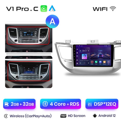 Junsun V1pro - Radio inalámbrica con CarPlay y Android para Hyundai IX35 Tucson 3 (2015-2018), 4G, GPS, 2DIN 