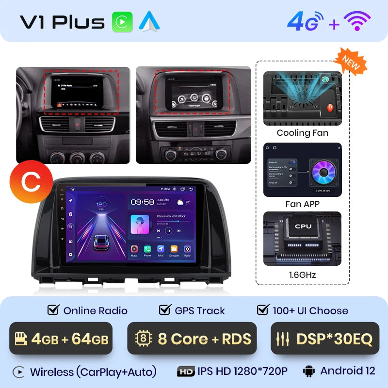 Junsun V1pro AI Voice 2 DIN Android Auto Radio para Mazda CX-5 2012-2015 Carplay 4G Car Multimedia GPS 2 DIN Autoradio 