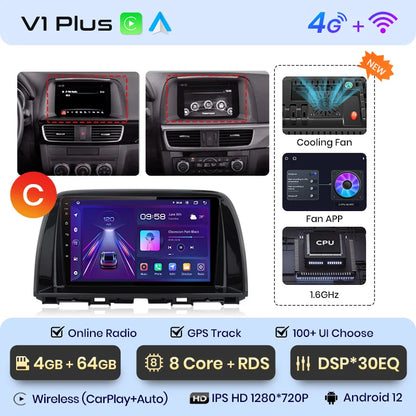 Junsun V1pro AI Voice 2 DIN Android Auto Radio para Mazda CX-5 2012-2015 Carplay 4G Car Multimedia GPS 2 DIN Autoradio 