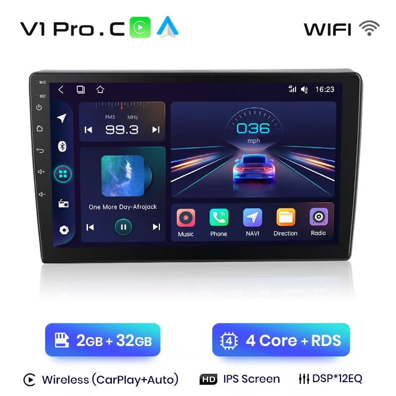 Junsun CarPlay inalámbrico Android Auto Radio para VOLKSWAGEN POLO 2004 2005 2006-2010 Sistemas inteligentes para coche RDS BT WiFi 2 DIN 