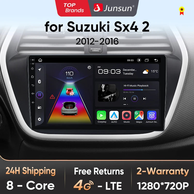 Junsun V1pro AI Voice 2 din Android Auto Radio For Suzuki SX4 2 S-Cross 2012 - 2016 Carplay 4G Car Multimedia GPS autoradio
