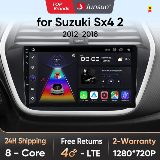 Junsun V1pro AI Voice 2 DIN Android Auto Radio para Suzuki SX4 2 S-Cross 2012-2016 Carplay 4G Car Multimedia GPS Autoradio 