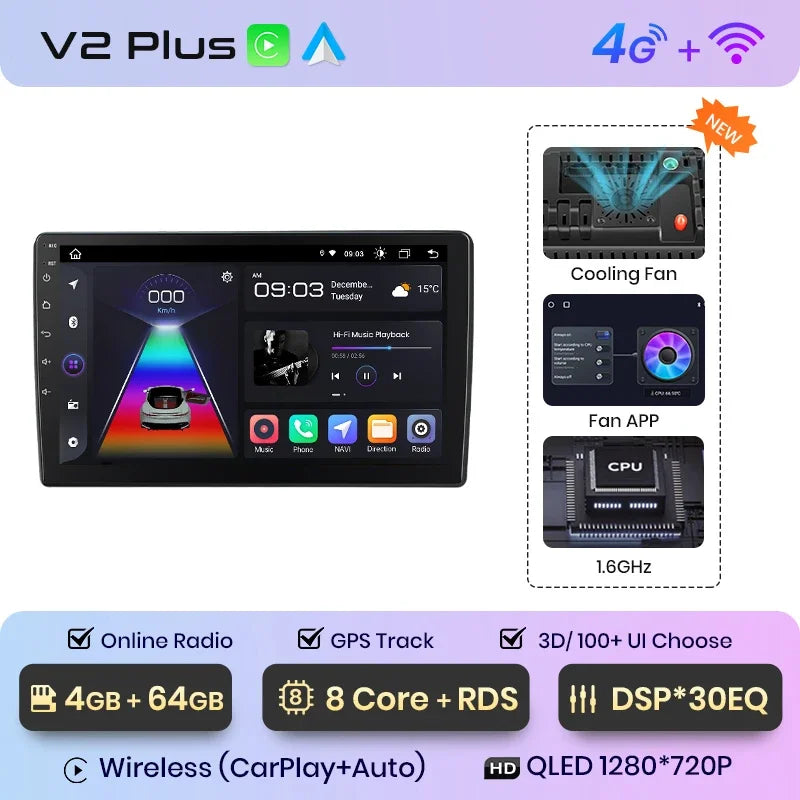 Radio Junsun CarPlay inalámbrica Android Auto para Volkswagen TOUAREG 2003 2004 2005-2010 con sistemas inteligentes RDS BT WiFi 2 DIN 