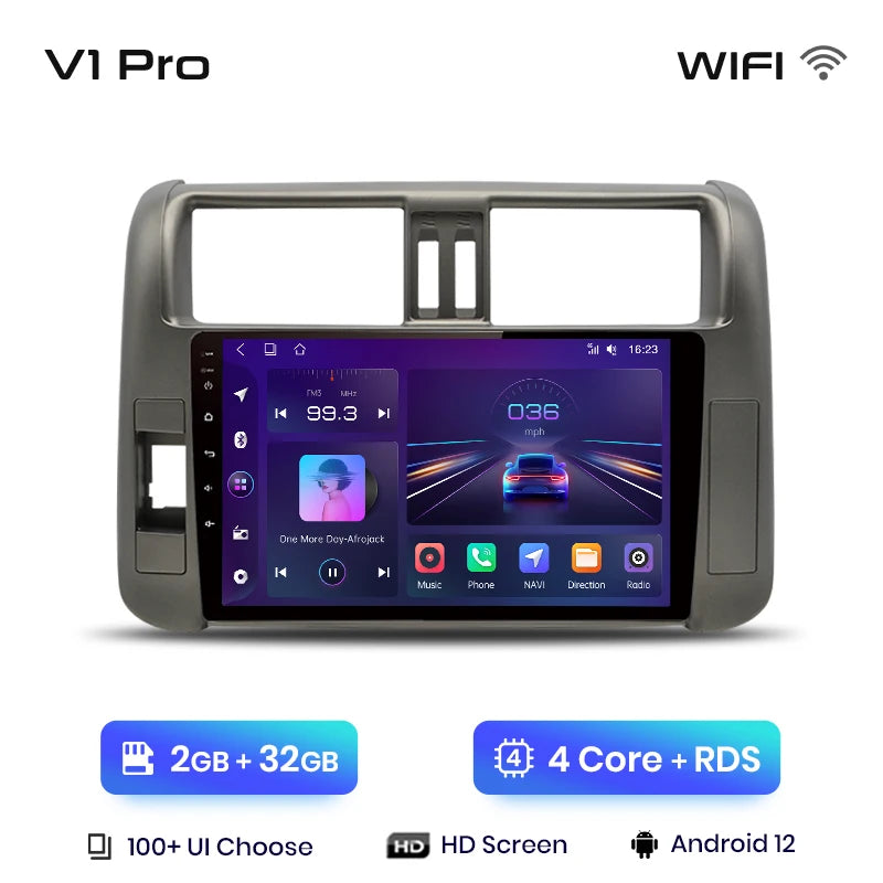Junsun V1pro AI Voice Car Radio Android Auto Multimedia For Toyota Land Cruiser Prado 150 2009-2013 4G Carplay 2din autoradio