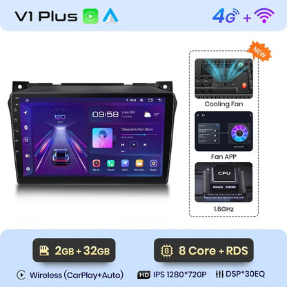 Radio Junsun CarPlay inalámbrica Android Auto para Suzuki Alto 2009-2016 con sistema inteligente RDS, Bluetooth, WiFi, 2 DIN 