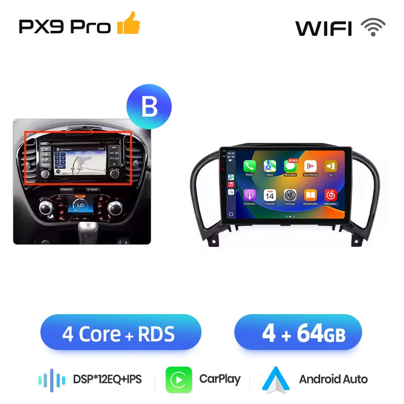 AWESAFE PX9 Car Radio Autoradio for Nissan Juke YF15 2010-2014  Wireless Carplay Screen Android Auto Stereo GPS Navi FM RDS BT