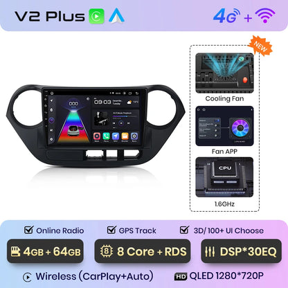 Junsun V1pro AI Voice 2 DIN Android Auto Radio para Hyundai Grand I10 2013-2016 Carplay 4G Car Multimedia GPS 2 DIN Autoradio 
