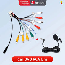 Cable adaptador de entrada auxiliar con salida RCA para radio estéreo de coche Junsun con micrófono, accesorios para coche 