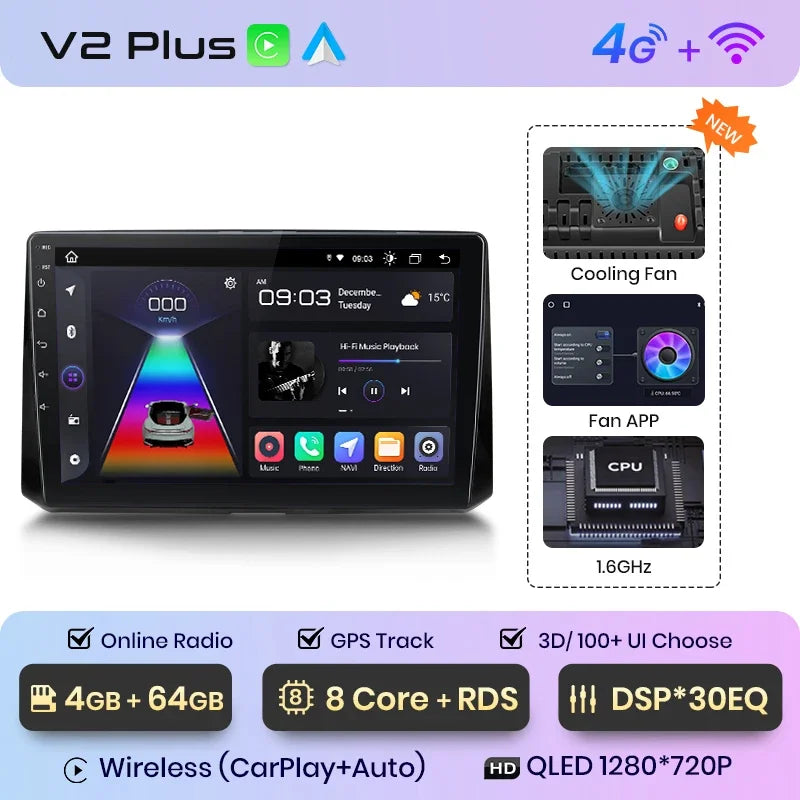 Junsun Wireless CarPlay Android Auto Radio For Toyota Corolla 2018 - 2021 Car Intelligent Systems RDS BT WiFi 2 din