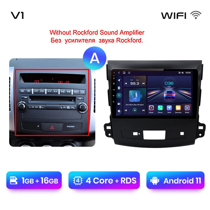 Radio Junsun V1pro 2 DIN Android Auto para Mitsubishi Outlander XL 2 2005-2011 Citroën C-Crosser con Carplay y reproductor multimedia para coche. 