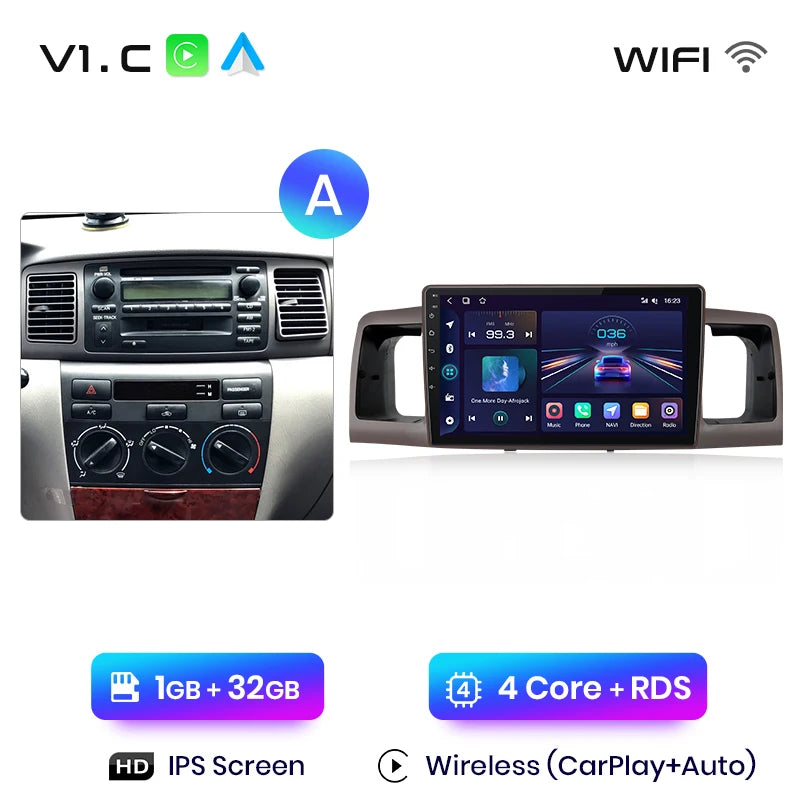 Junsun V1pro AI Voice Android Auto Radio For Toyota Corolla E130 E120 2000-2004 Carplay 4G Car Multimedia GPS 2din autoradio