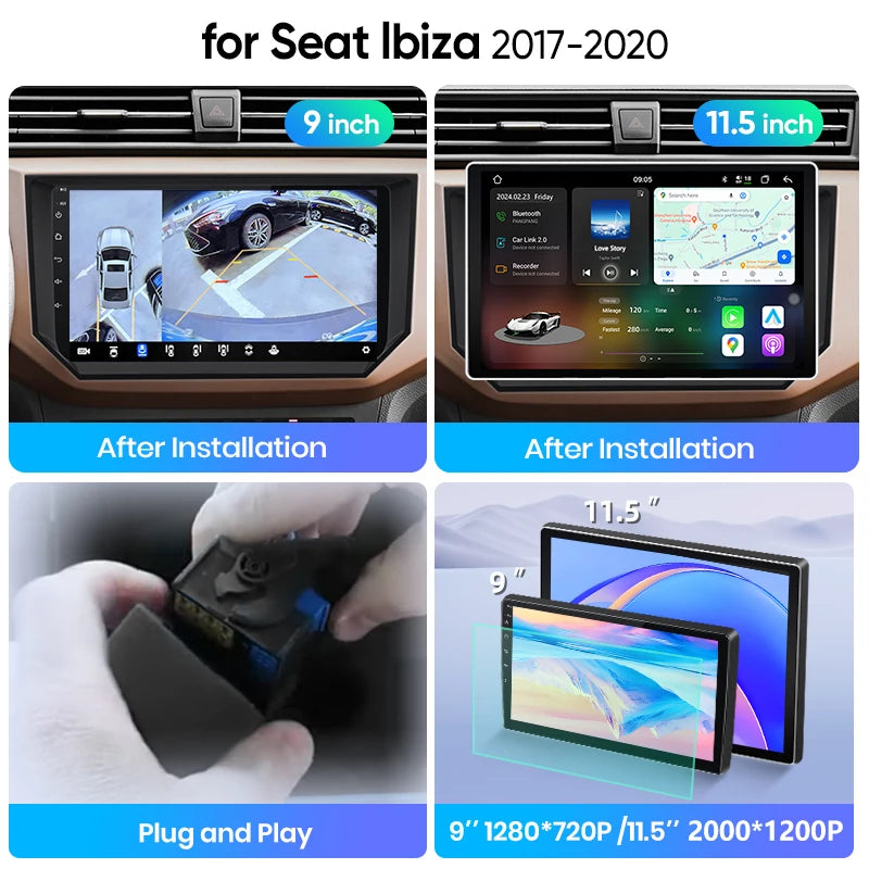 Junsun Wireless CarPlay Car Radio For Seat Ibiza 2017-2020 Android Multimedia