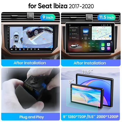 Junsun Wireless CarPlay Car Radio For Seat Ibiza 2017-2020 Android Multimedia