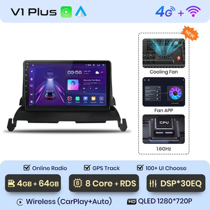 Radio Junsun CarPlay inalámbrica Android Auto para Dodge Journey 2009-2012 con sistema inteligente RDS, Bluetooth, WiFi, 2 DIN 