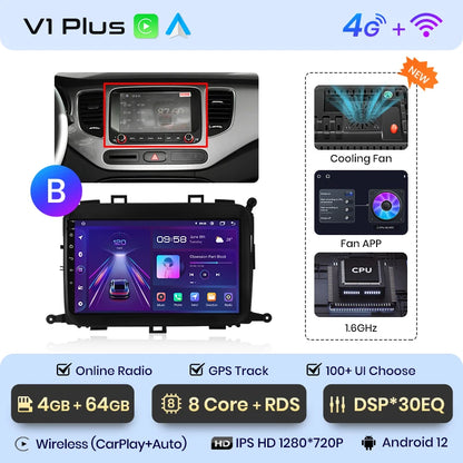 Junsun V1pro AI Voice 4G Carplay Android Auto Reproductor multimedia para Kia Carens 2013-2018 Radio de coche 2DIN GPS autorradio Bluetooth 