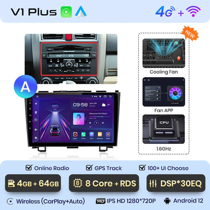 Radio de coche Junsun V1 con CarPlay inalámbrico y Android Auto para Honda CR-V 3 RE CRV 2007-2011, GPS, sistemas inteligentes para coche, autorradio inteligente. 
