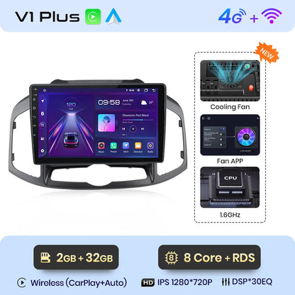 Junsun V1pro AI Voice - Radio para coche, reproductor multimedia Android Auto para Chevrolet Captiva 2011-2016, Carplay 4G, 2 DIN, GPS 