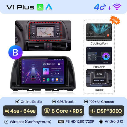 Junsun V1pro AI Voice 2 DIN Android Auto Radio para Mazda CX-5 2012-2015 Carplay 4G Car Multimedia GPS 2 DIN Autoradio 