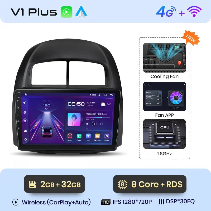 Radio Junsun inalámbrica CarPlay Android Auto para Toyota Passo 2006, 2007, 2008, 2009-2011, sistemas inteligentes para coche, RDS, Bluetooth, WiFi, 2 DIN 