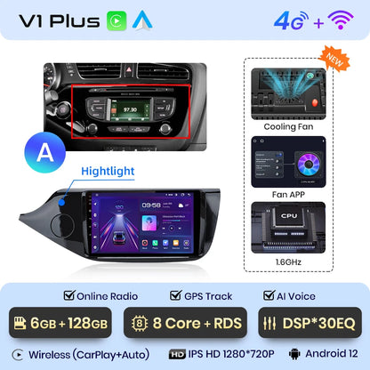 Junsun V1pro AI Voice 2 DIN Android Auto Radio para KIA CEED JD Cee'd 2012-2018 Carplay Car Multimedia GPS 2 DIN autorradio 
