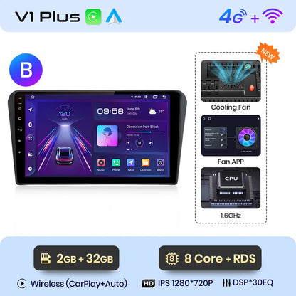 Junsun V1pro AI Voice 2 DIN Android Auto Radio para Toyota Avensis T25 2002-2008 Carplay Car Multimedia GPS 2 DIN autorradio 