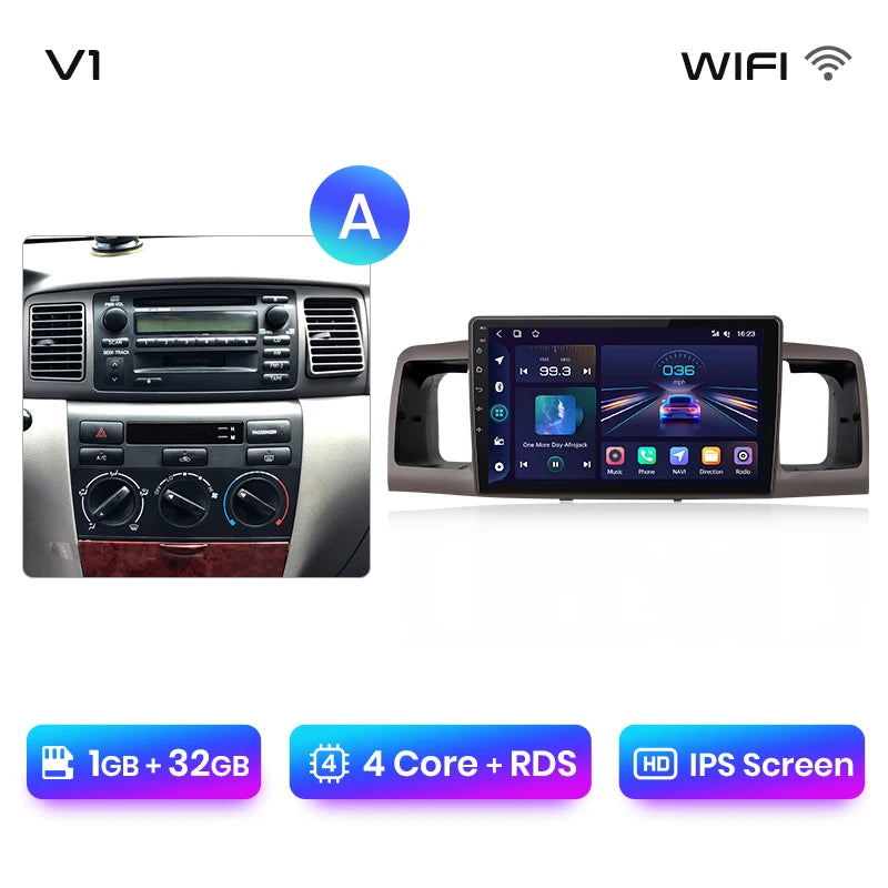 Junsun V1pro AI Voice Android Auto Radio For Toyota Corolla E130 E120 2000-2004 Carplay 4G Car Multimedia GPS 2din autoradio