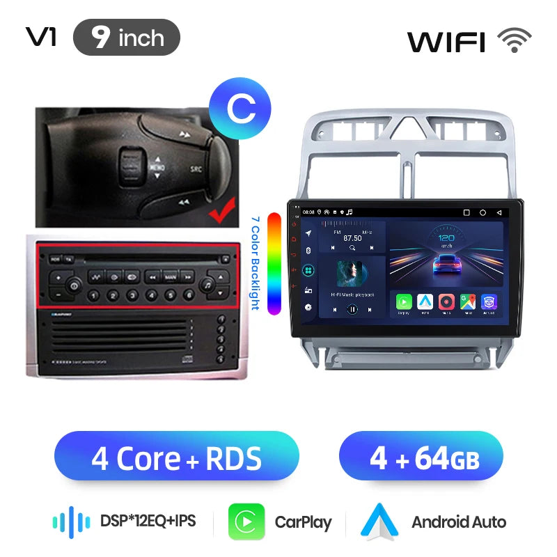 Junsun Wireless CarPlay Car Radio For Peugeot 307 307CC 307SW 2002 2003-2013 Android Multimedia