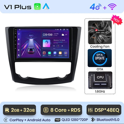 Radio Junsun V1 Plus para Renault Kadjar 2015-2019 con CarPlay inalámbrico, Android Auto, sistema inteligente, 2 DIN, DVD. 