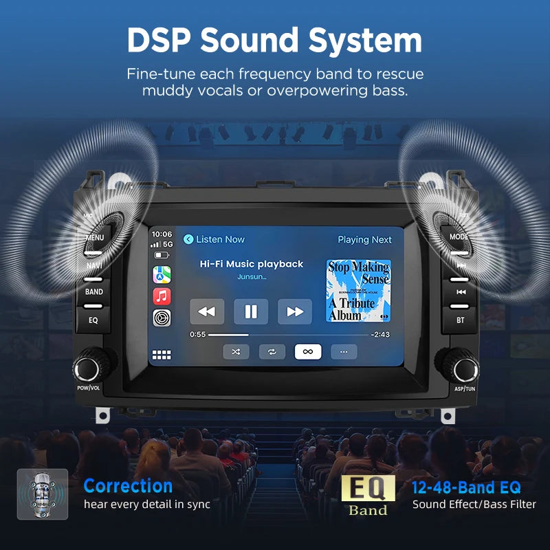 Junsun Wireless CarPlay Car Radio For Mercedes Benz B200 Class Sprinter W906 Viano Vito W639 Android Multimedia