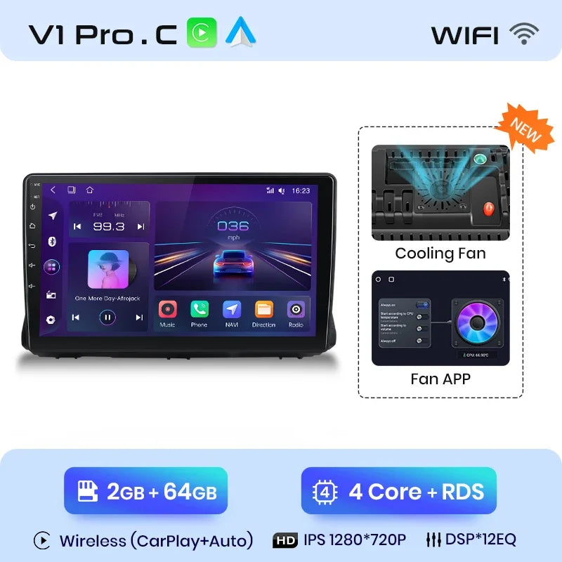 Junsun CarPlay inalámbrico Android Auto Radio para Renault Sandero 2021 Sistemas inteligentes para coche RDS BT WiFi 2 DIN 