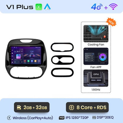 Junsun V1 AI Voice - Radio inalámbrica CarPlay Android para Renault Captur Kaptur 2016-2019, 4G, GPS, 2DIN 
